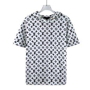 Louis Vuitton XS White Cotton Hooded Short-Sleeve T-Shirt With Black Logo Print